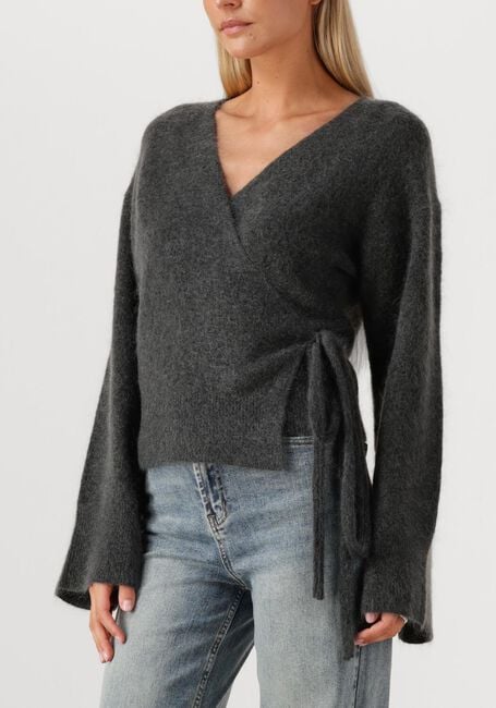 Grijze SECOND FEMALE Vest BROOK KNIT WRAP CARDIGAN - large