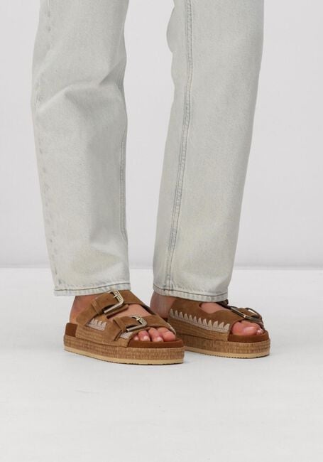 Bruine MOU Slippers TWO BUCKLE SANDAL RAFFIA WRAPPING - large