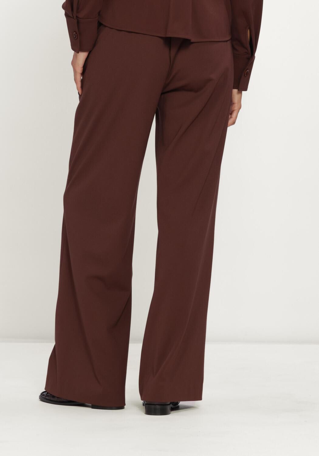 Bruine LUISA CERANO Pantalon WIDELEG AUS PUNTO-MILANO - large