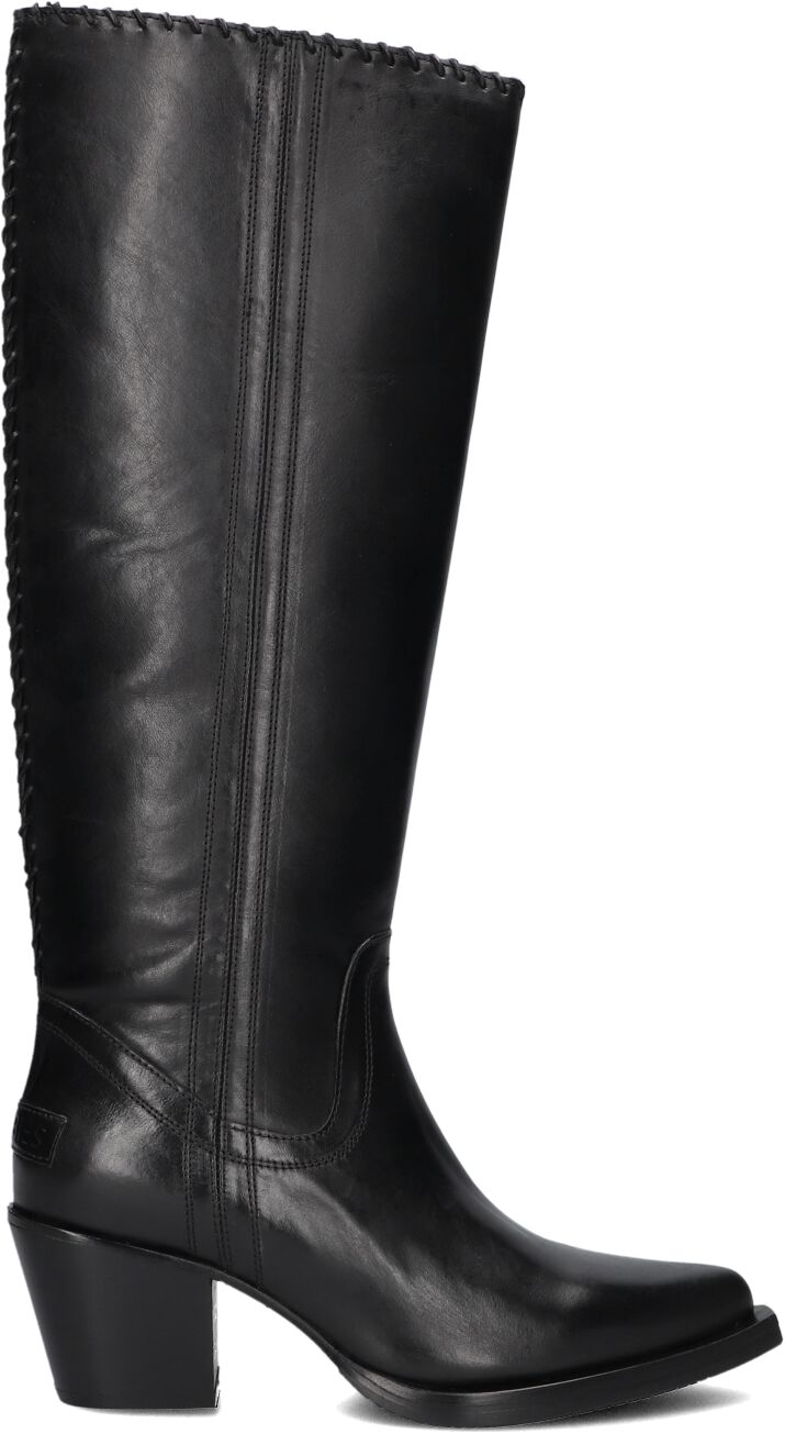 Shabbies Hoge Laarzen Dames Jaymie Tuba, Maat: 38, Materiaal: Leer, Kleur: Zwart