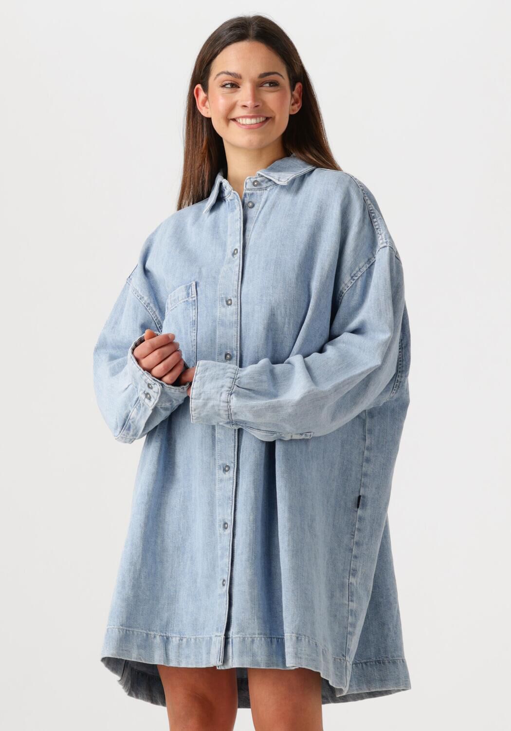 7 for all Mankind Mini Jurk Dames Overshirt Dress, Maat: L, Kleur: Blauw