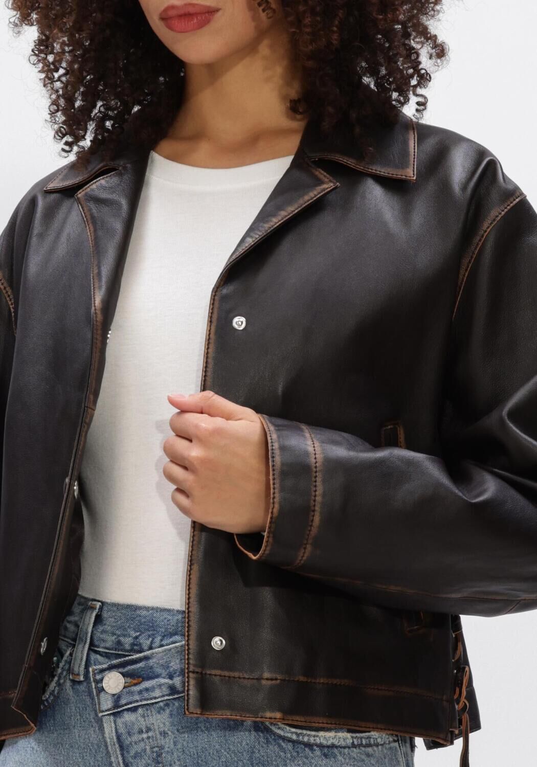 Bruine ALTER EGO Leren jas FALLON - large