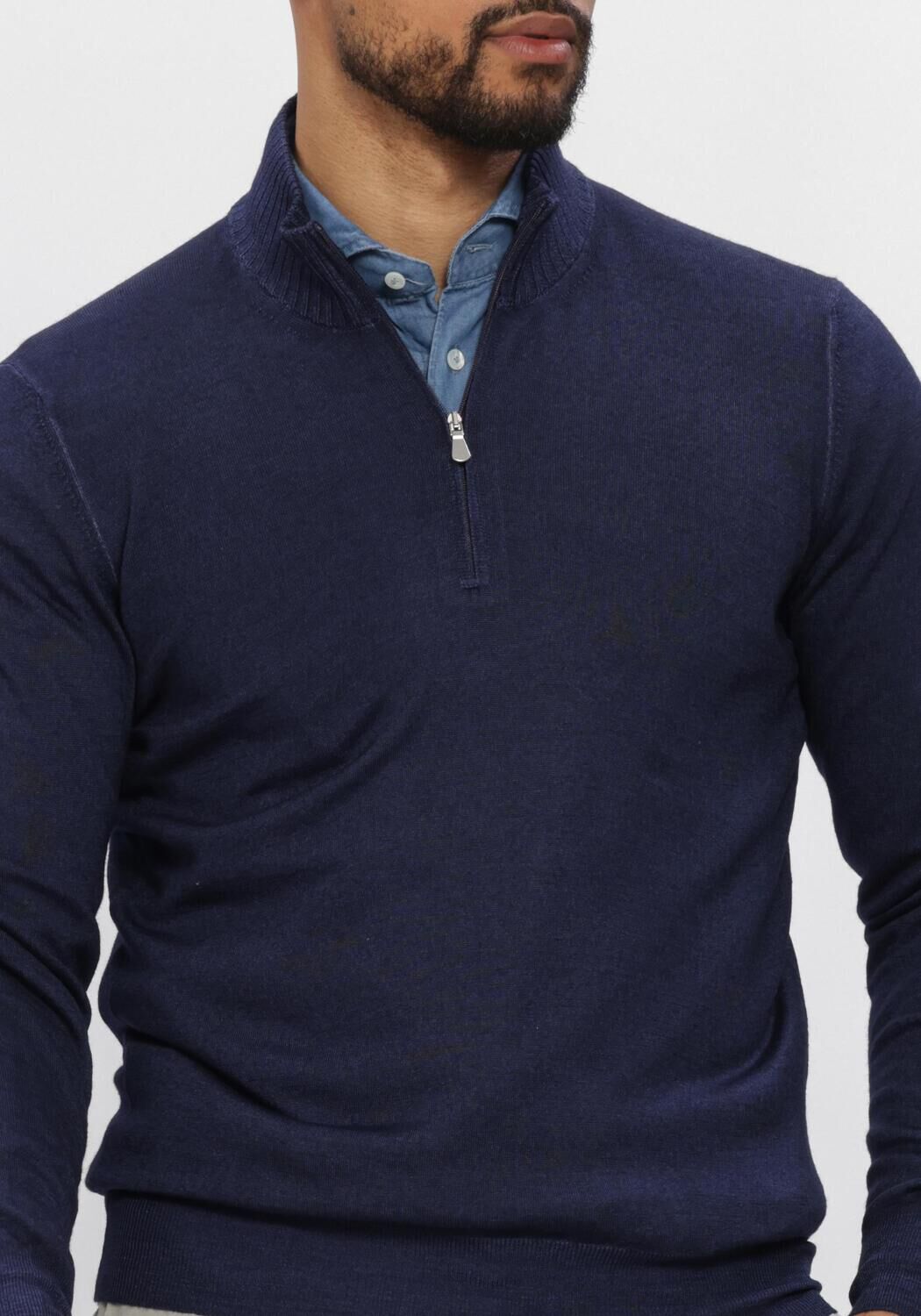 Donkerblauwe GRAN SASSO Trui MOCK ZIP - large