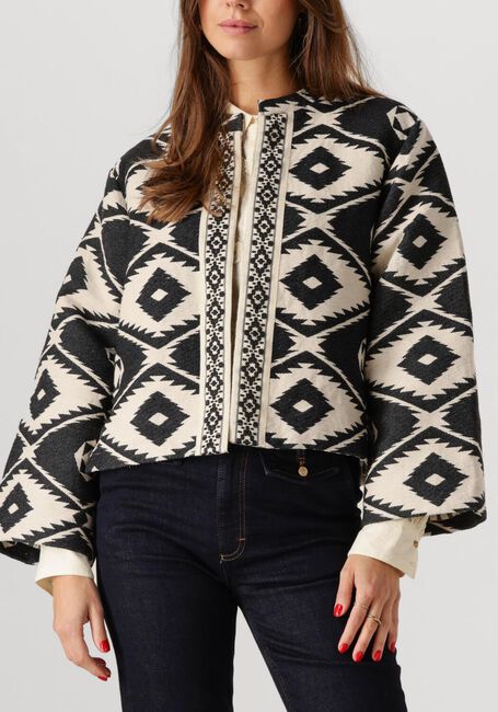 Zwarte SUMMUM Jack SHORT ROUND NECK JACKET GEO AZTEK - large