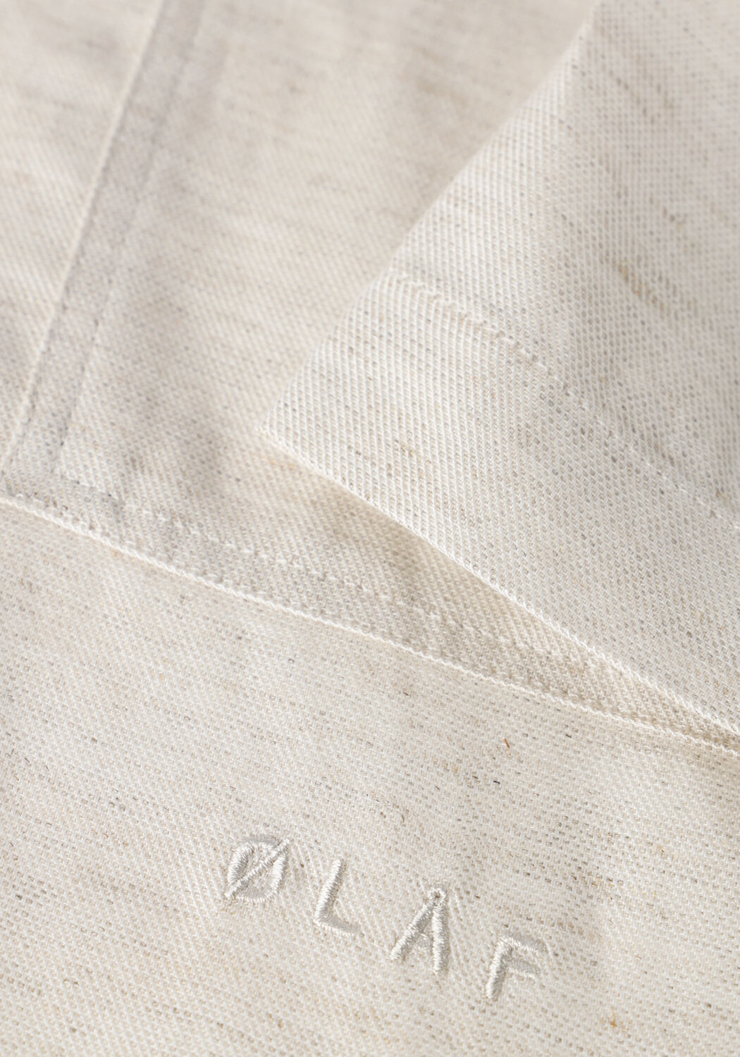 Ecru OLAF HUSSEIN Casual overhemd LINEN BLEND SS SHIRT - large