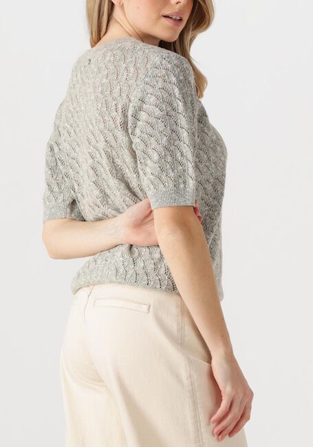 Lichtgrijze MOS MOSH T-shirt MMKARIN MARISOL SS LINEN KNIT - large