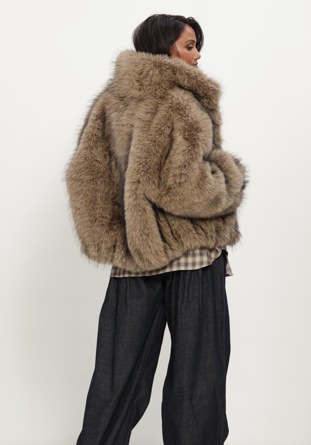 Khaki ALTER EGO Faux fur jas ALLY FAUX FUR JACKET - large