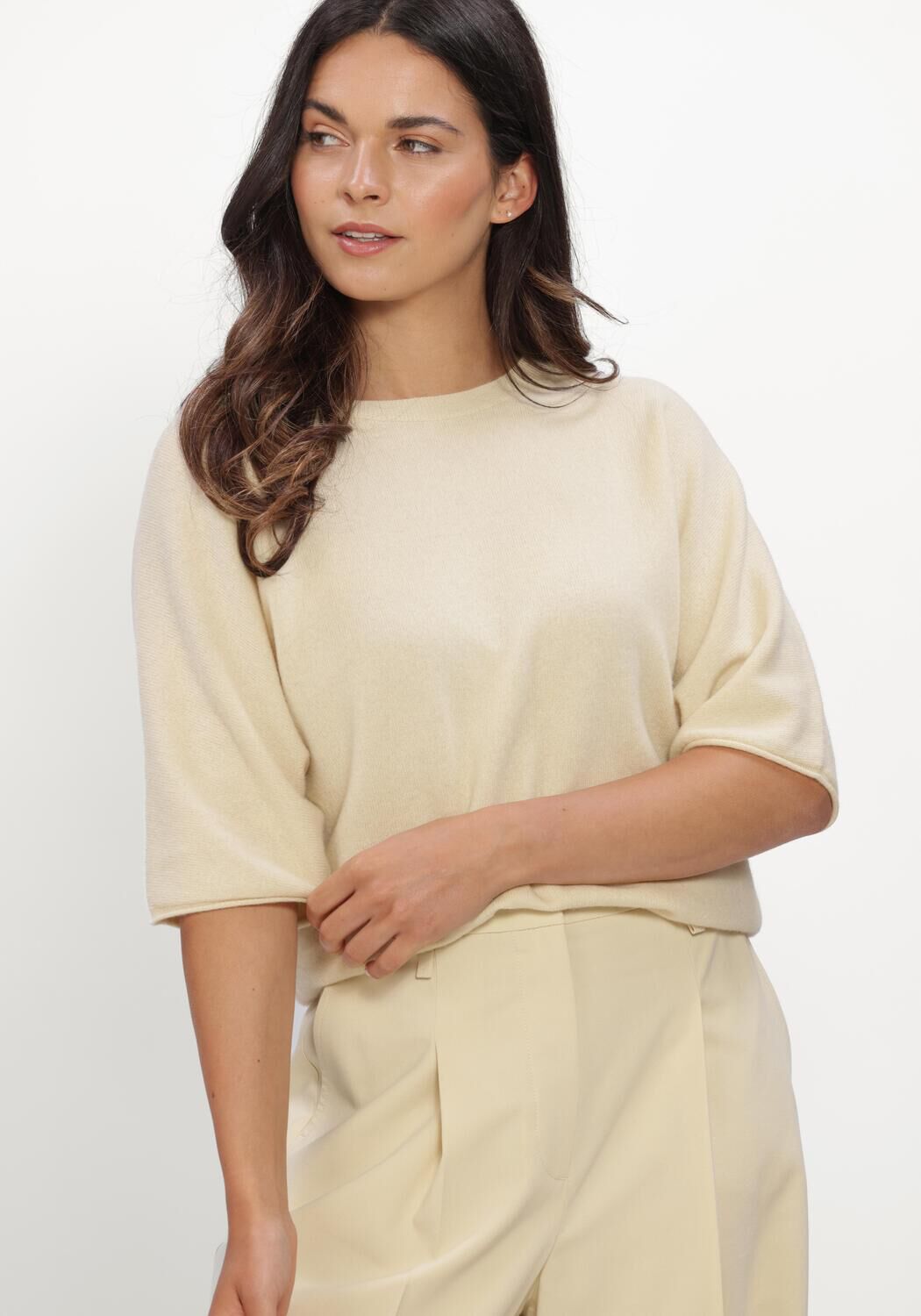 Beige LUISA CERANO Top PULLOVER AUS KASCHMIR-MIX - large