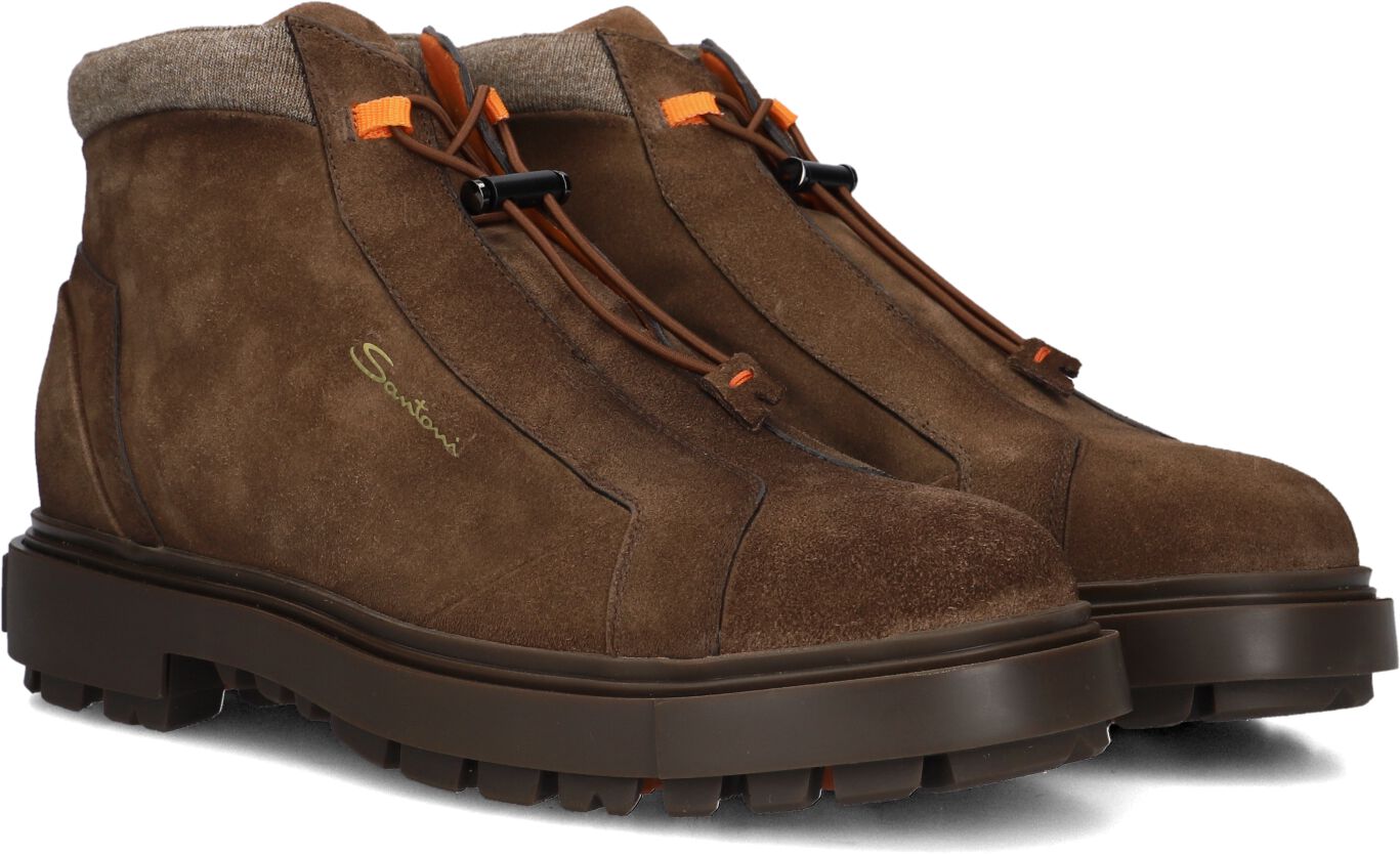 Santoni Veterboots Heren 18972, Maat: 43,5, Materiaal: Suède, Kleur: Bruin