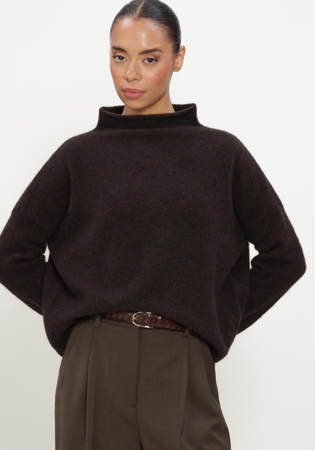 Bruine FILIPPA K Trui MIKA YAK FUNNELNECK SWEATER - large