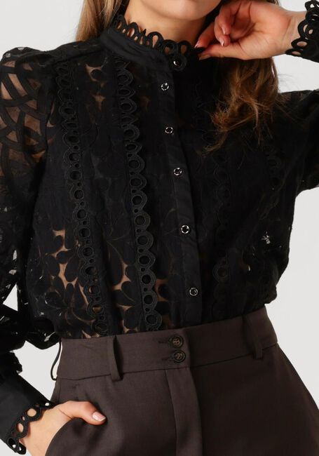 Zwarte SUMMUM Blouses BLOUSE LACE ORGANZA - large