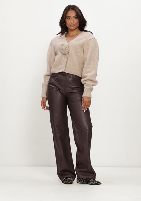 Bruine ROTATE Broeken STRAIGHT LEATHER PANTS - large