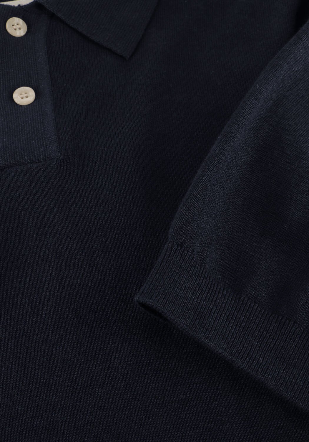 Donkerblauwe FOR&Eacute;T Polo SEA COTTON LINEN SS POLO - large