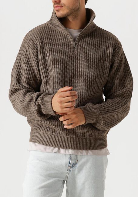 Taupe AMERICAN VINTAGE Trui CRASHWAY HALF ZIP H - large