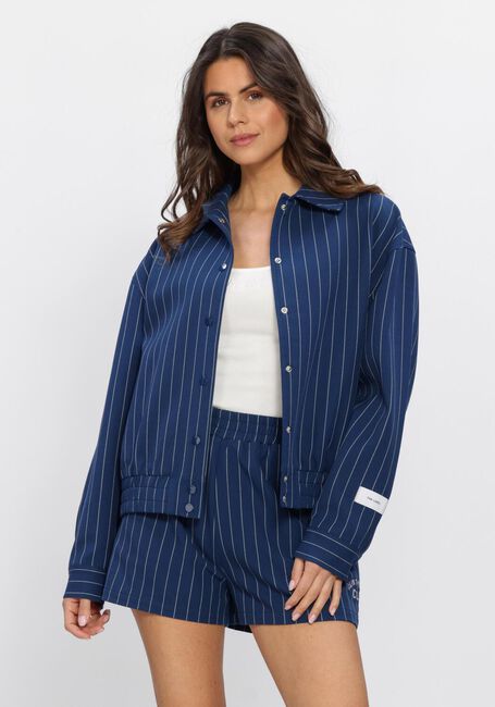 Blauwe ALIX THE LABEL Jack LADIES WOVEN CLEAN STRIPED BOMBER - large
