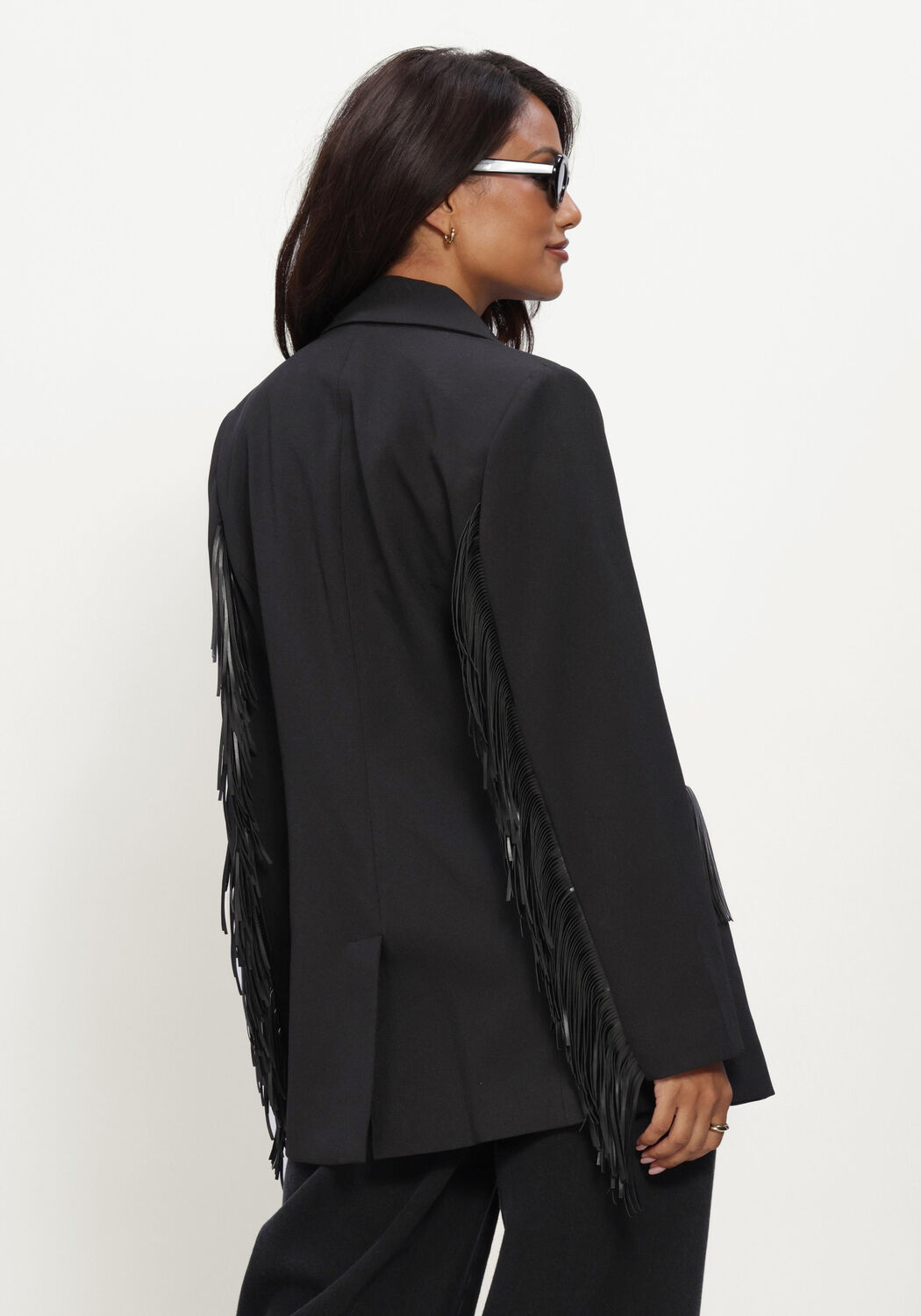 Zwarte HAUTE L'AMITI&Eacute; Blazer PREMIERE FRINGE BLAZER - large