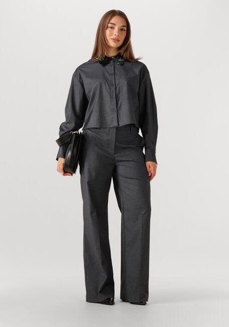 Donkergrijze DANTE6 Wijde broek GOMO WIDE LEG SMART PANTS - large