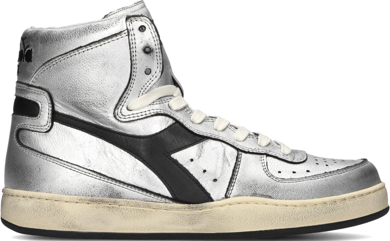 Diadora Hoge Sneakers Dames Mi Basket Used Z, Maat: 38,5, Materiaal: Leer, Kleur: Zilver