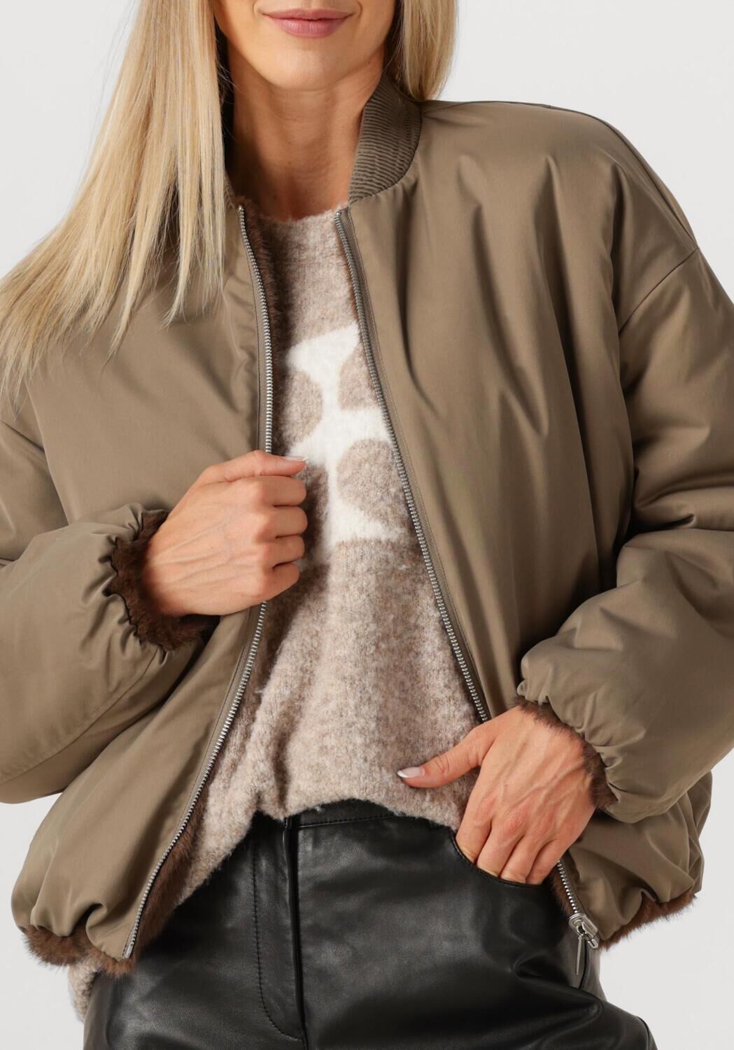 Bruine STUDIO AR Faux fur jas ETTA - large