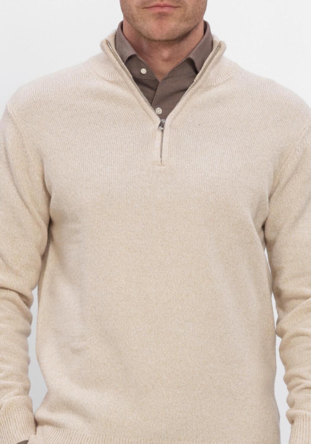 Beige PROFUOMO Trui PULLOVER HALF ZIP 80/20 - large