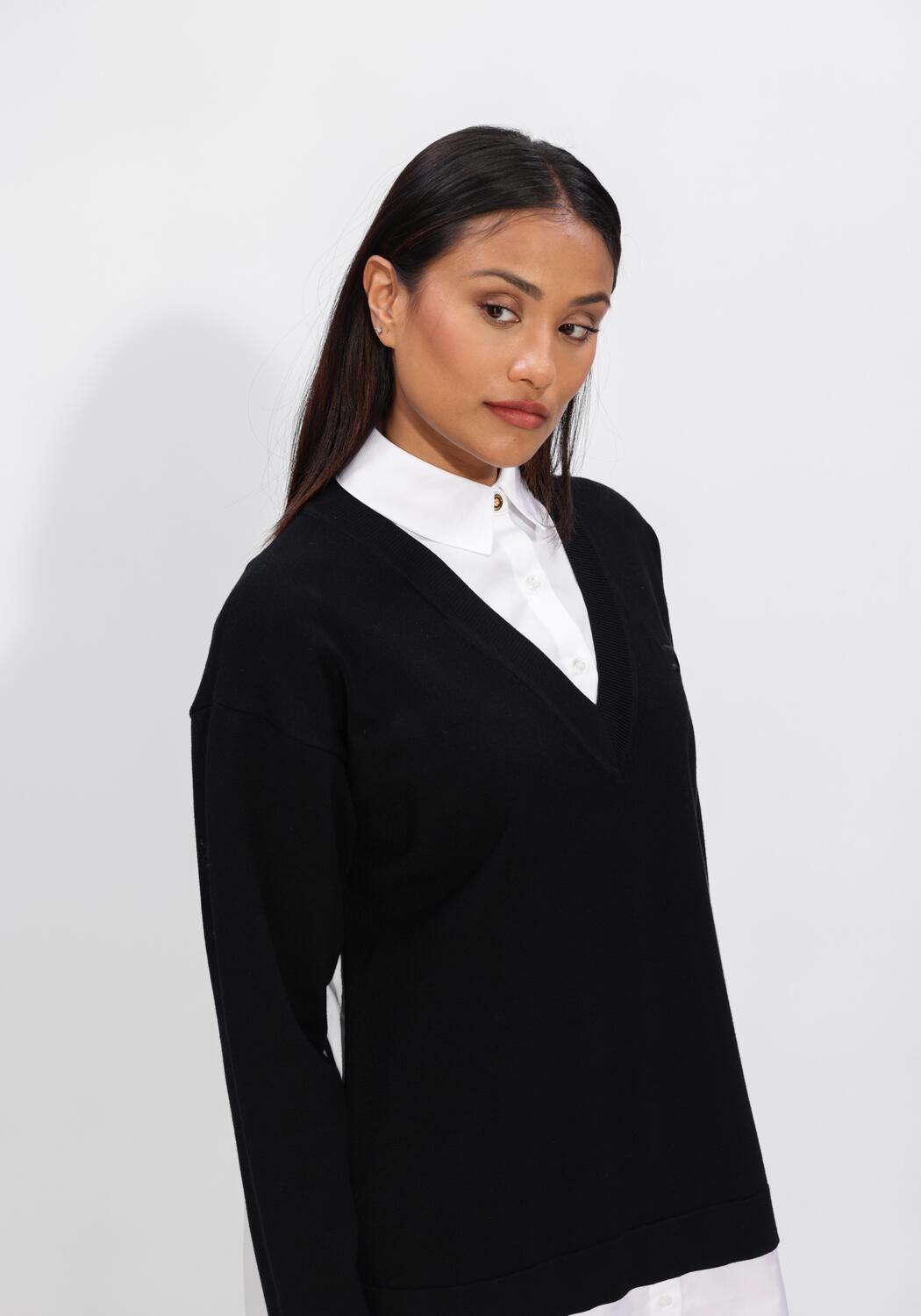 Zwarte ELISABETTA FRANCHI Mini jurk WOMAN'S KNITTED DRESS - large