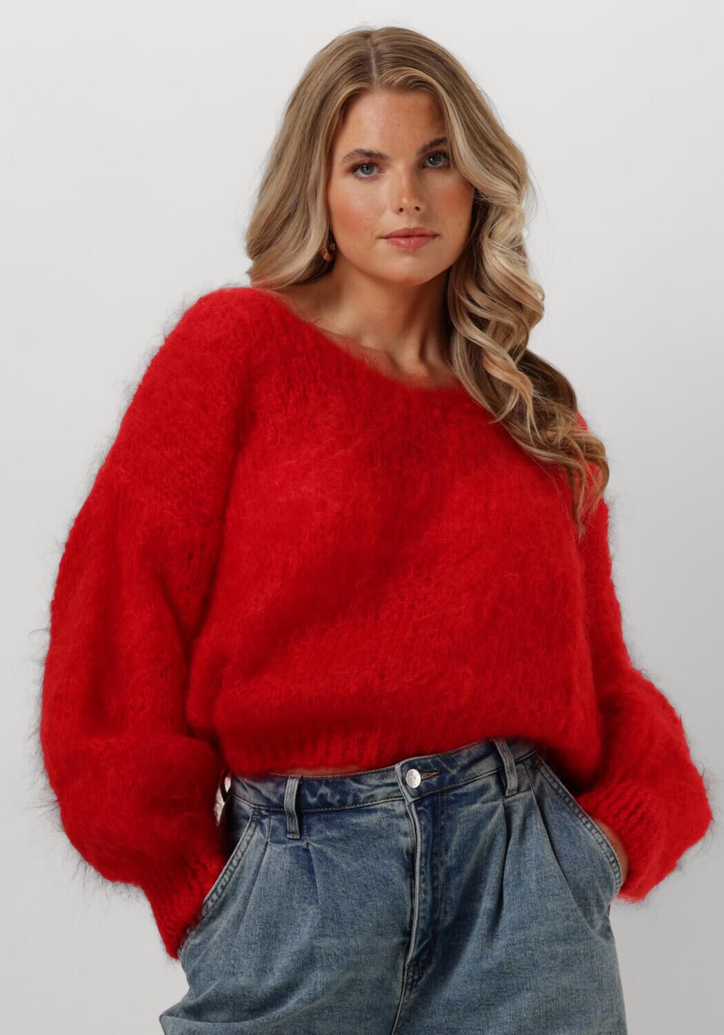 American Dreams Trui Dames Milana Ls Mohair Knit, Maat: M, Kleur: Rood