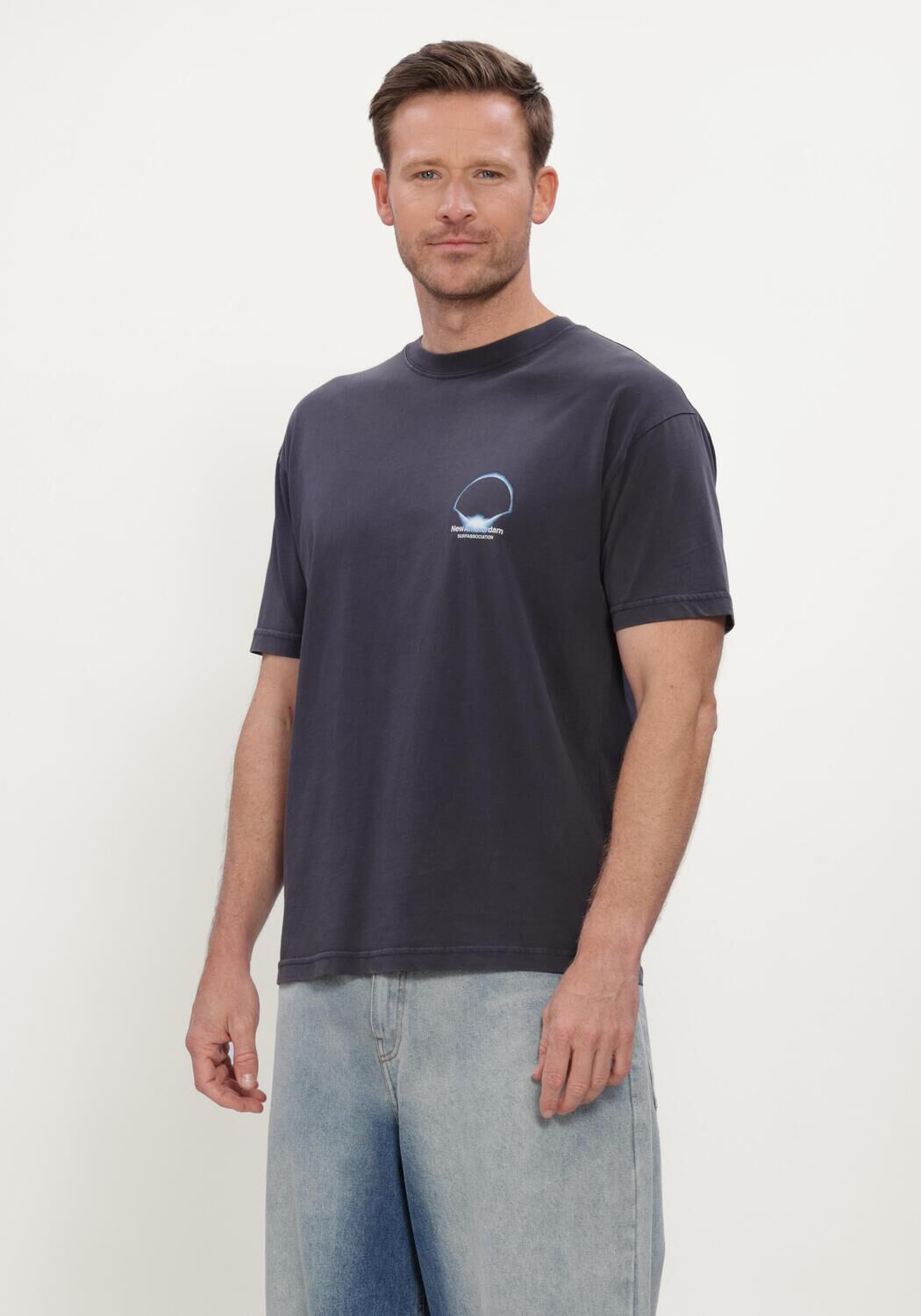 Donkergrijze NEW AMSTERDAM SURF ASSOCIATION T-shirt ECLIPSE TEE - large