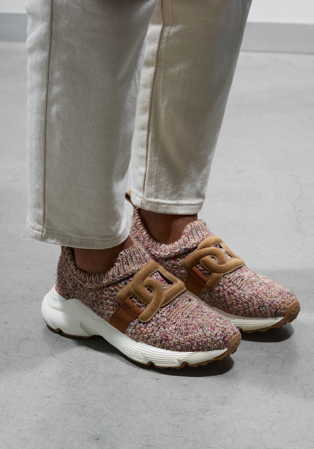 Camel TOD'S Lage sneakers KNIT SNEAKER - medium