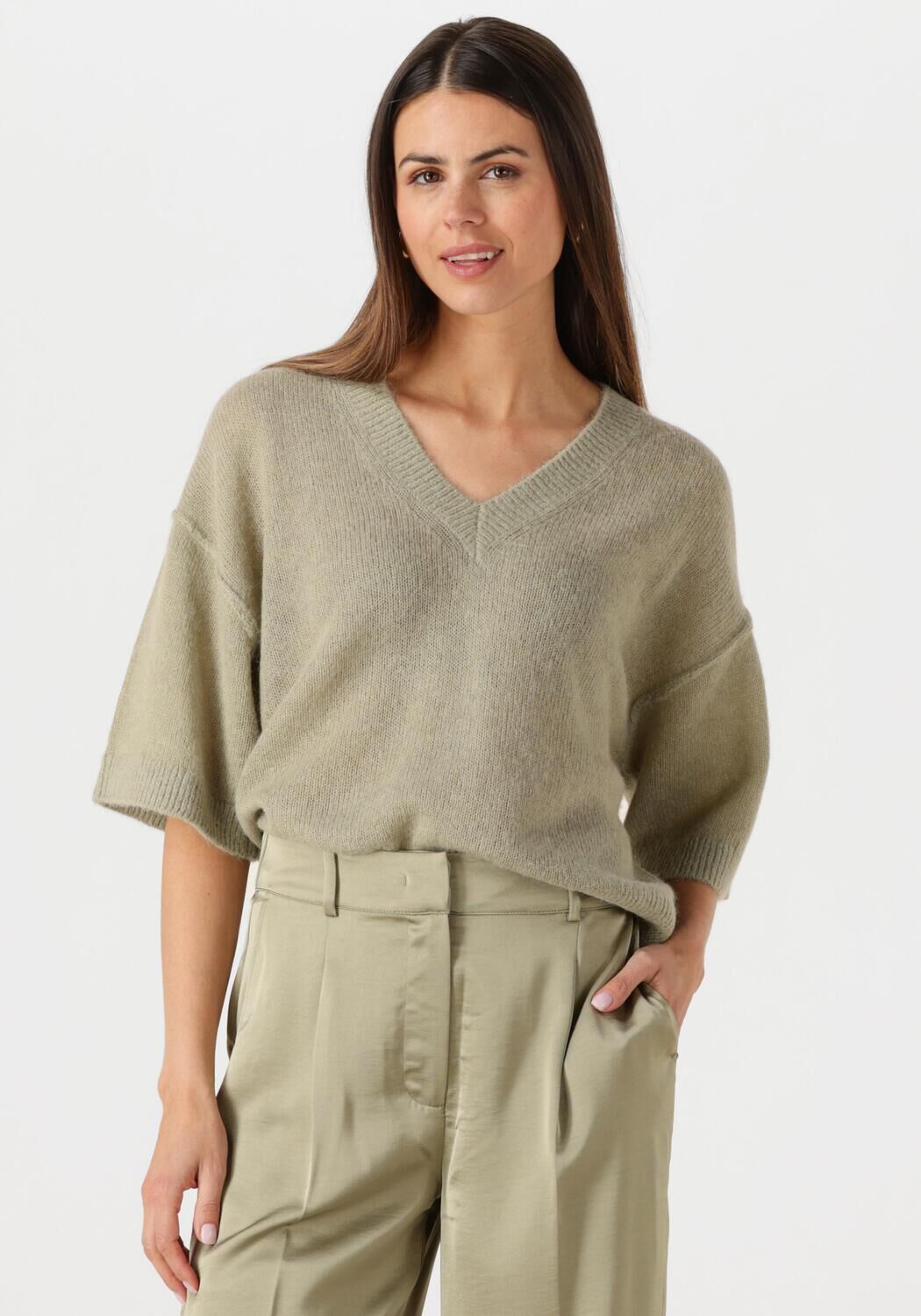 Dante6 Trui Dames Talya V-neck Sweater, Maat: 36, Kleur: Groen afbeelding 1