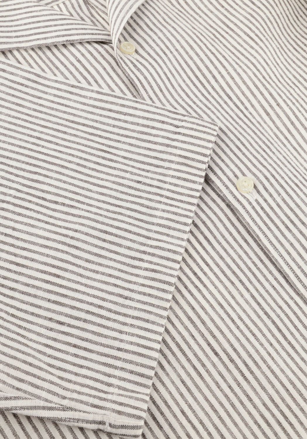 Ecru LES DEUX Casual overhemd LUKAS STRIPE COTTON LINEN SS SHIRT - large