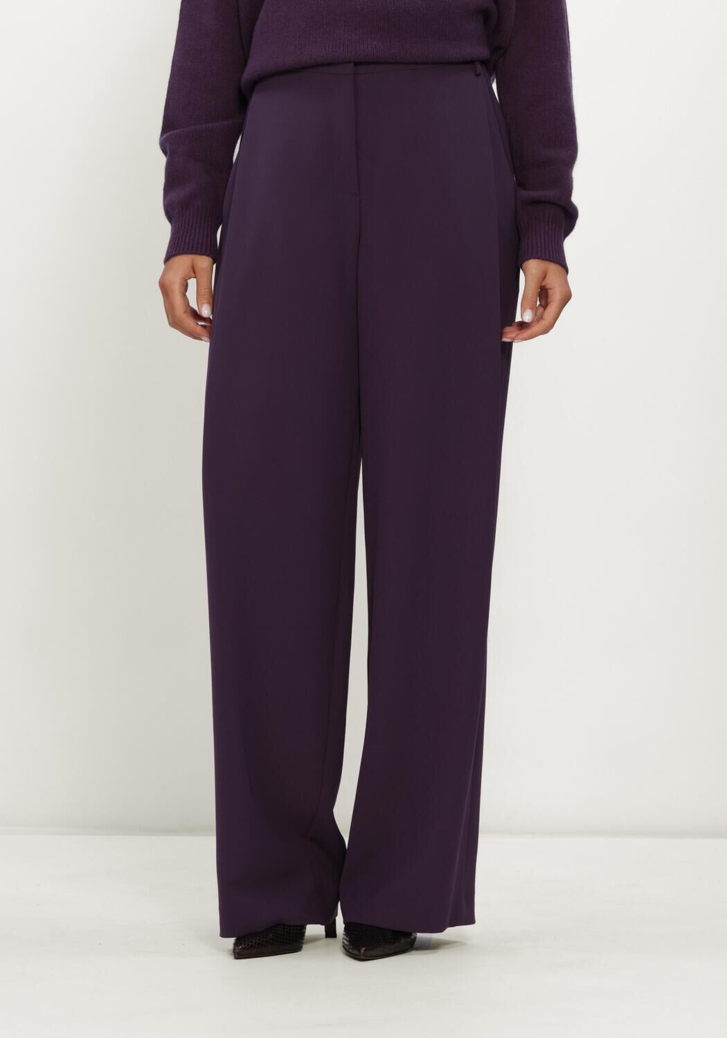 Paarse LUISA CERANO Wijde broek WIDELEG-PANTS MIT BUNDFALTEN - large