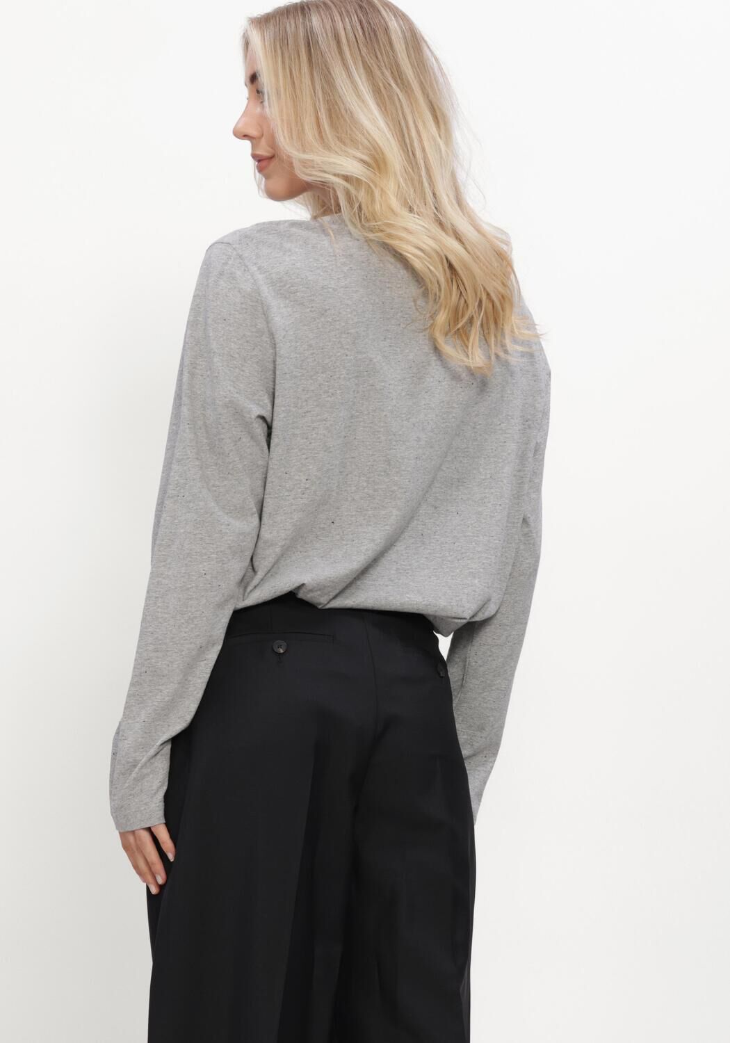 Lichtgrijze ROHE Longsleeves SLUB MELANGE JERSEY LONG SLEEVE - large