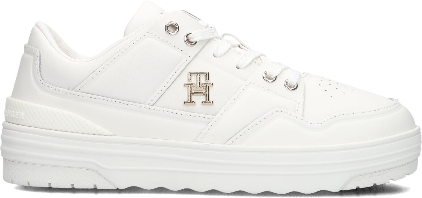 Tommy Hilfiger Lage Sneakers Dames Basket Sneaker Low, Maat: 36, Materiaal: Leatherlook, Kleur: Wit
