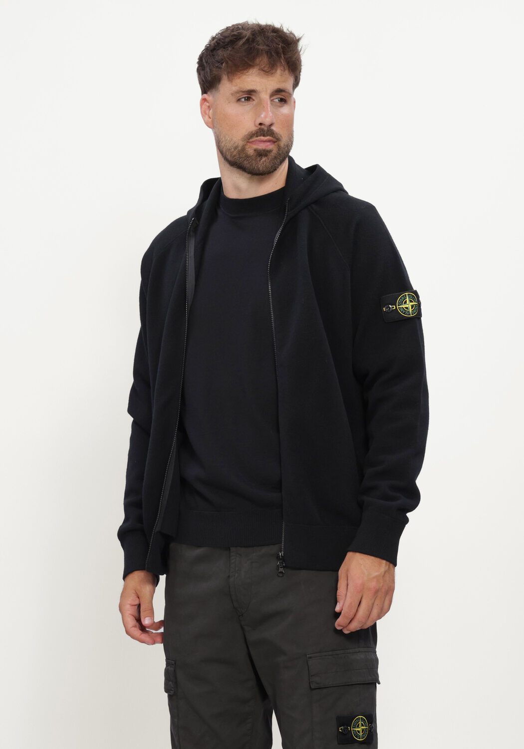Zwarte STONE ISLAND Sweater HOODIE S01A1 - large