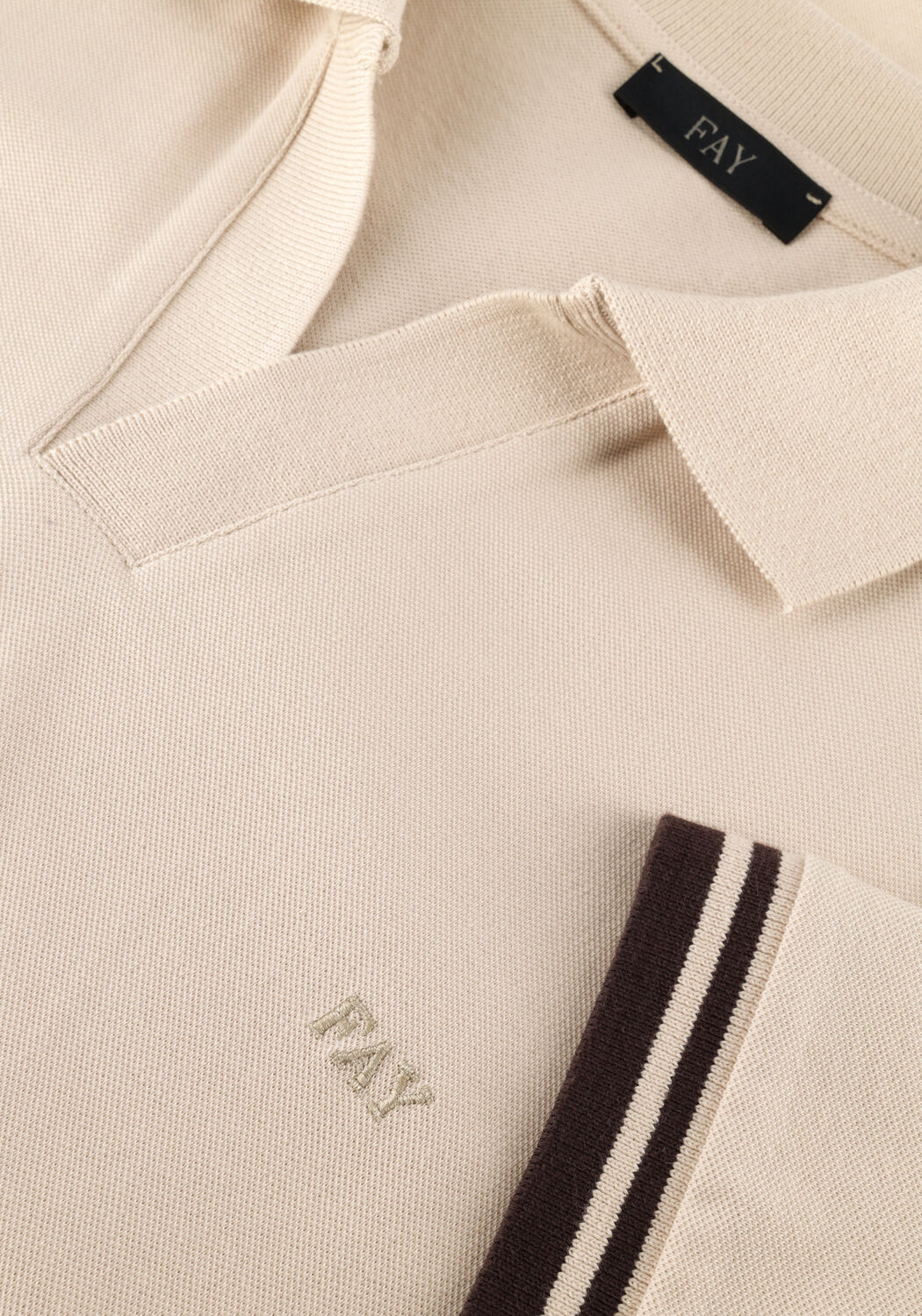 Beige FAY Polo POLO SENZA BT. PIQUET STR. STRIPES - large