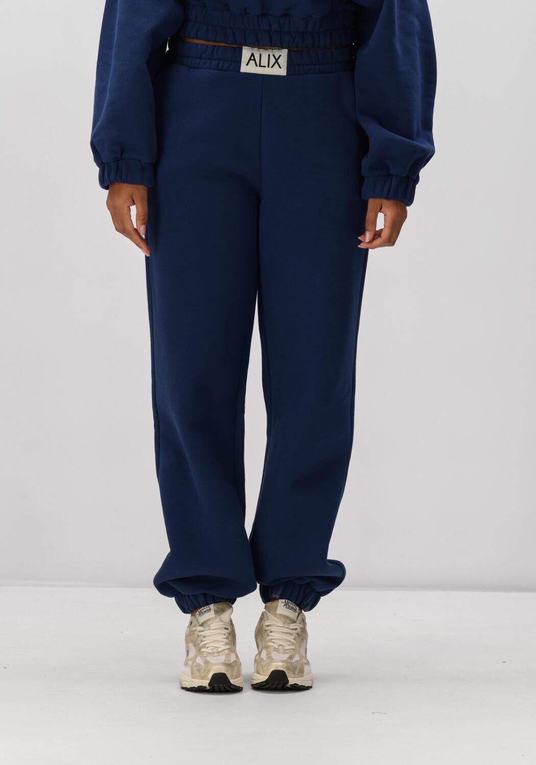 Alix the Label Joggingbroek Dames Ladies Knitted Sweat Pants, Maat: L, Kleur: Donkerblauw afbeelding 1