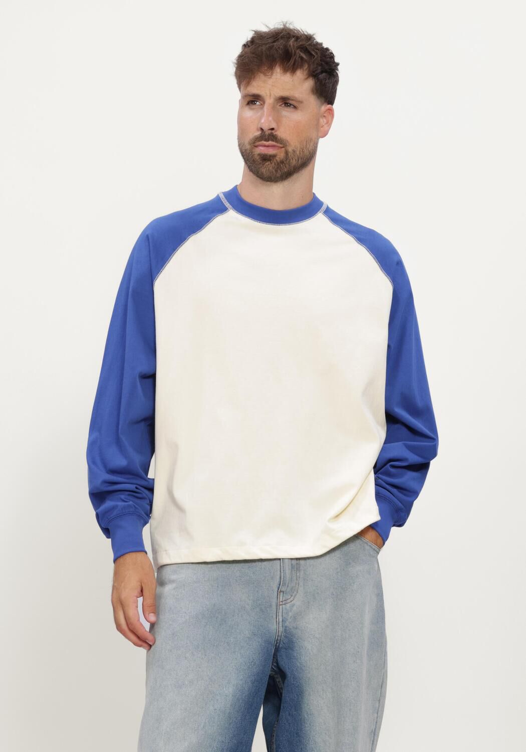 Ecru HOPEIUM T-shirt HOPEIUM OPTIMISM RAGLAN L/S COBALT/ KIT - large