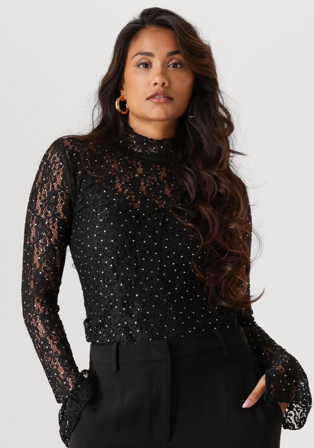 Dante6 Longsleeve Dames Prebble Lace Top, Maat: 36, Kleur: Zwart