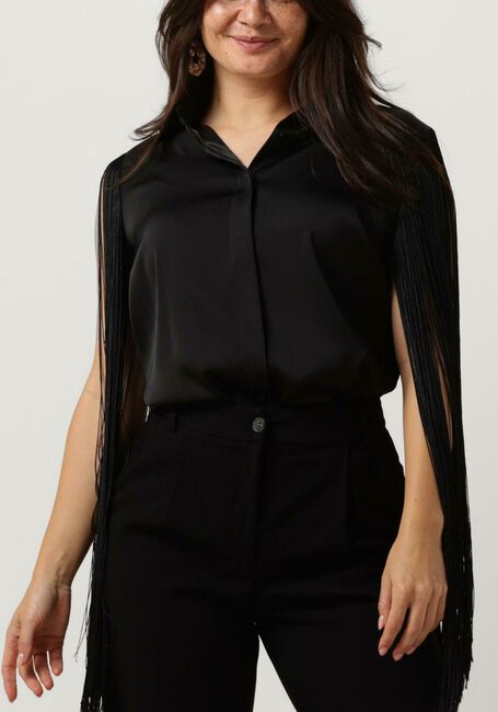 Zwarte ACCESS Blouse SHIRT WITH FRINGED SLEEVES - large