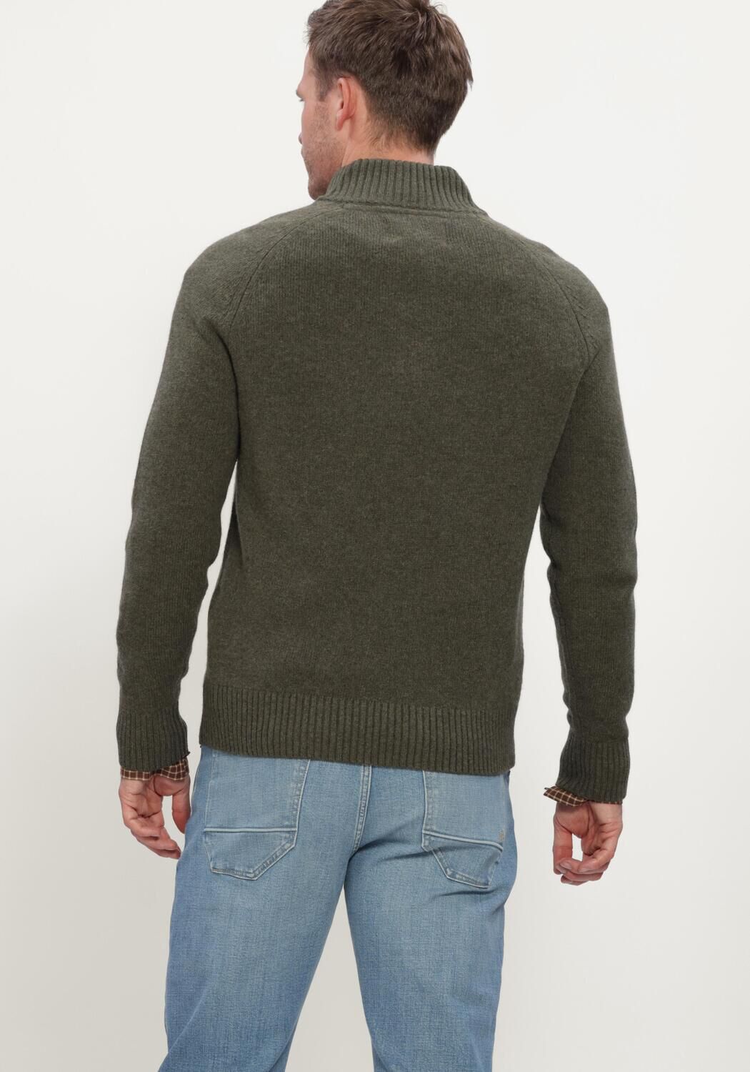 Groene BARBOUR Trui NEWTOWN HALF ZIP KNITTED JUMPER KNITWEAR - large