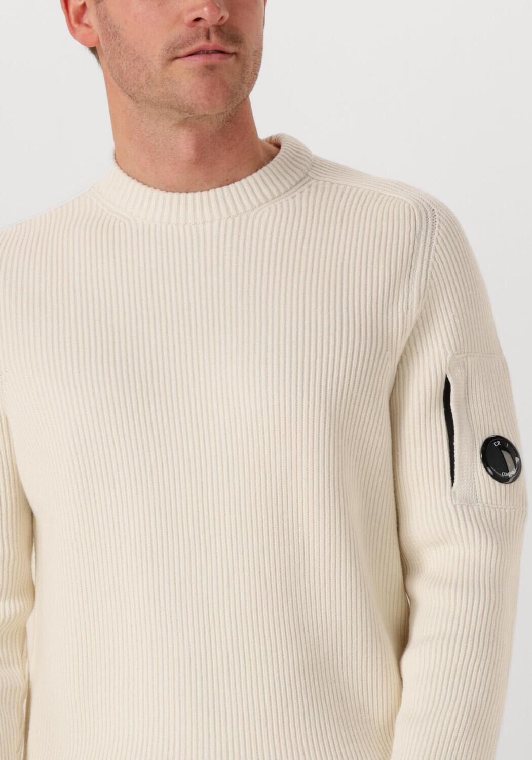 Creme CP COMPANY Trui KNITWEAR CREW NECK IN FULL RIB - large