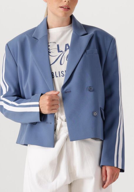 Donkerblauwe ALIX THE LABEL Blazer LADIES WOVEN STRIPE TAPE BLAZER - large