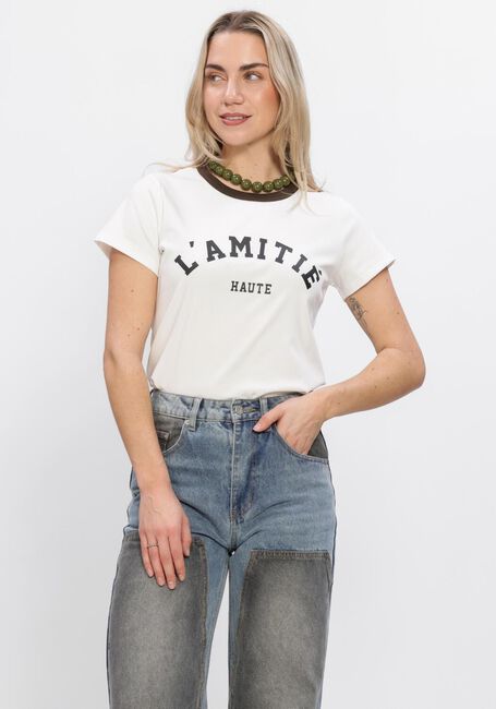 Gebroken wit HAUTE L'AMITI&Eacute; T-shirt NECKLINE LOGO TEE - large