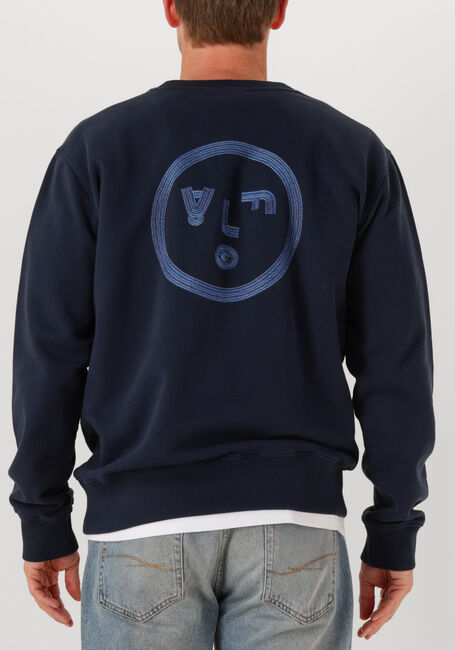 Donkerblauwe OLAF HUSSEIN Sweater LINED FACE CREWNECK - large