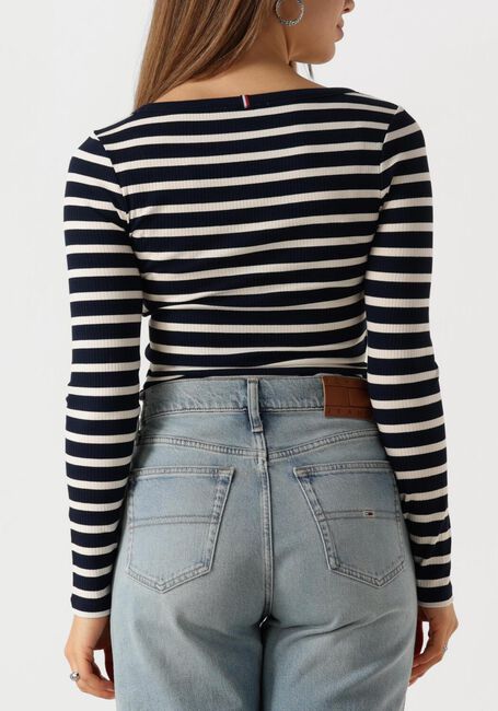 Blauwe TOMMY HILFIGER Top SLIM 5X2 RIB O-NK LS - large