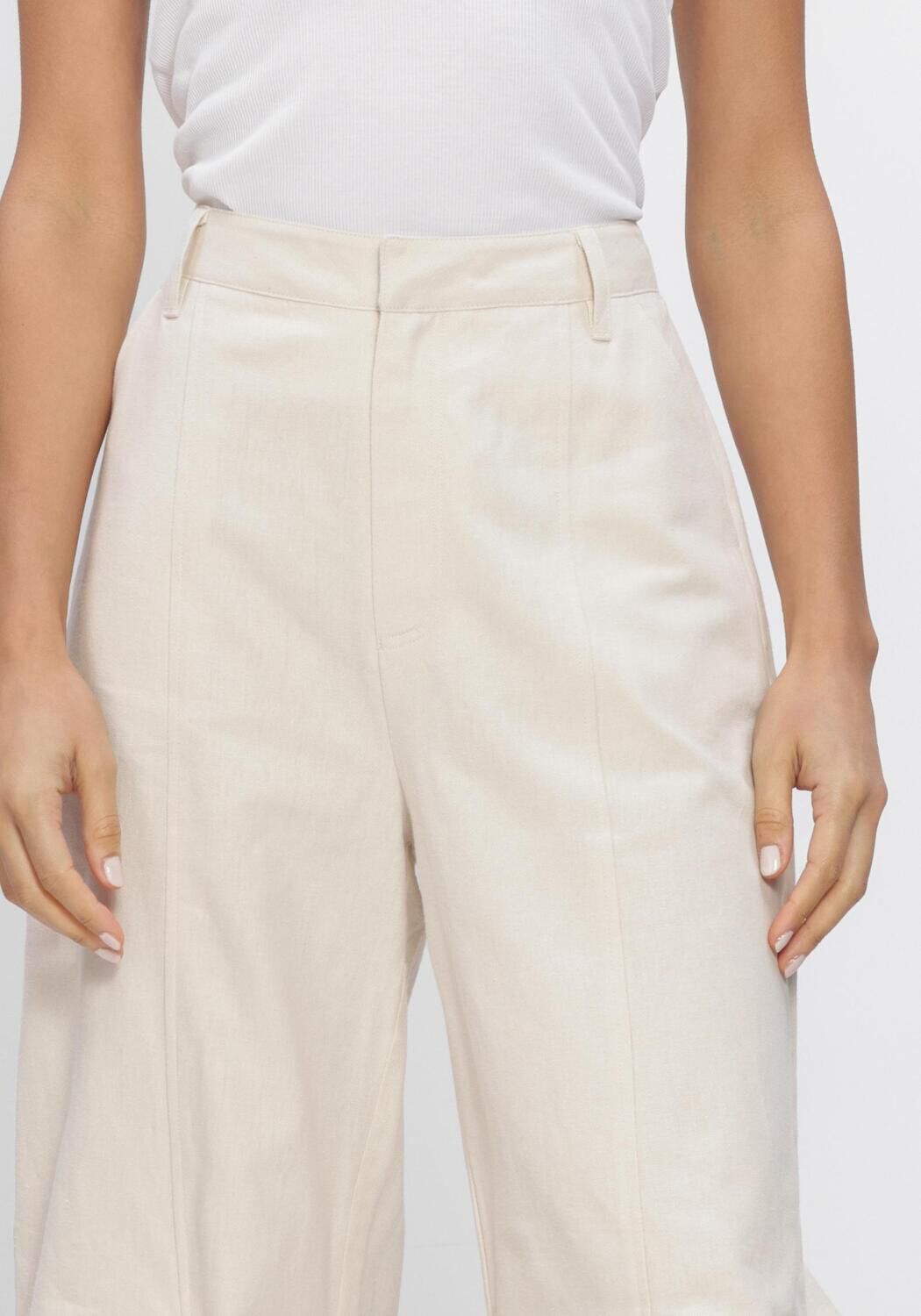 Ecru ROTATE Wijde broek LINEN SUITING PANTS - large