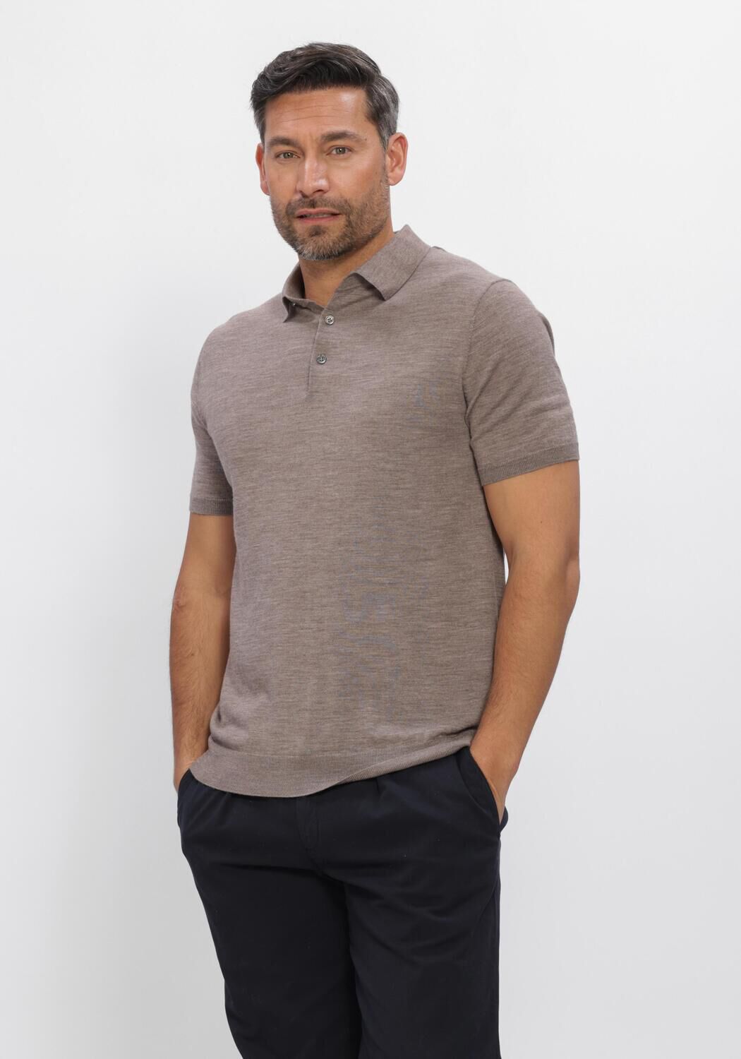 Stefano Lauran Polo Heren Polo Boden, Maat: L, Kleur: Taupe afbeelding 1