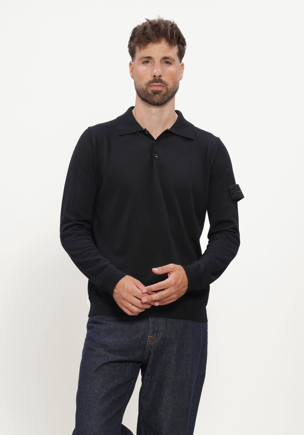 Zwarte STONE ISLAND Polo LS POLO S00FC - large