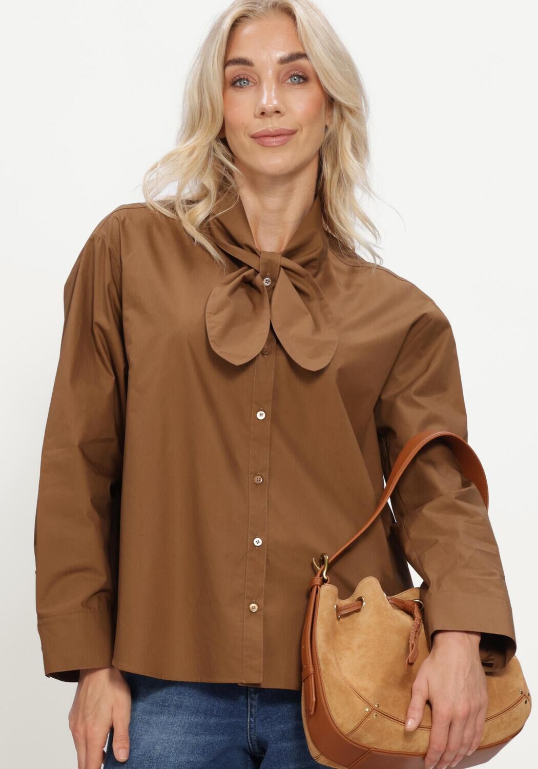 Bruine LUISA CERANO Blouses HEMD MIT SCHAL-SCHLUPPE - large