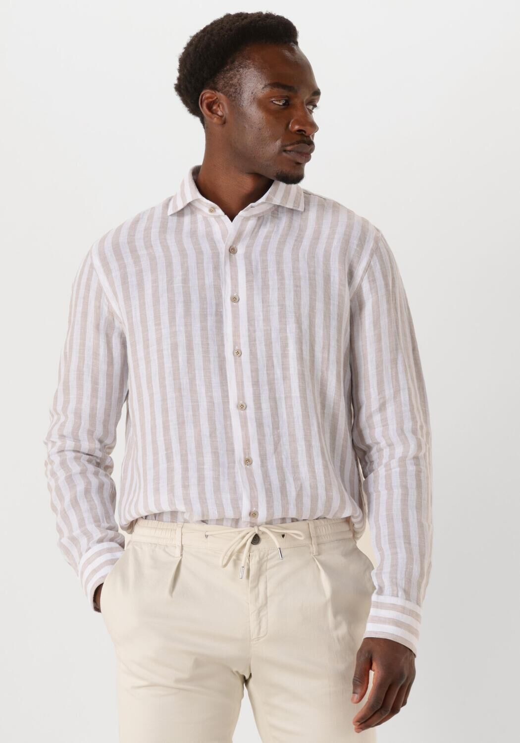 Profuomo Business Overhemd Heren Shirt X-cutaway Linen, Maat: 45, Kleur: Wit afbeelding 1